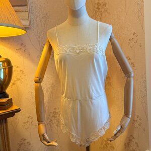 Vintage Palmers Ivory Nylon and Lace Teddy Bodysuit, Austrian Lingerie